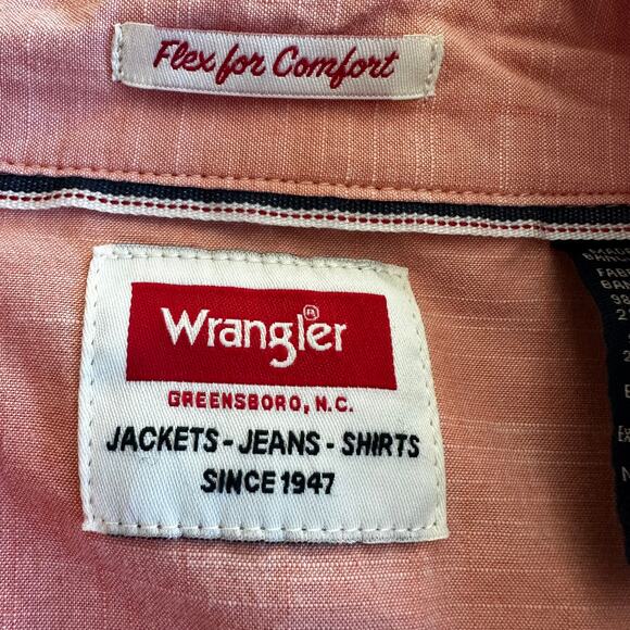 Wrangler Pearl Snap Shirt Flex Comfort Long Sleeve Orange 2XL Western Rodeo - Picture 5 of 8
